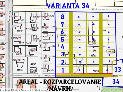 Areál vhodný na pozemky na individuálnu bytovú výstavbu (RD)