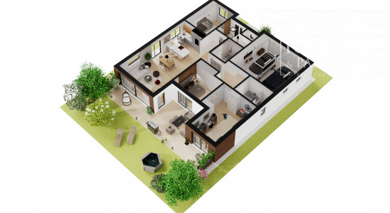 Na predaj novostavba 4 - izbový rodinný dom s dvoj garážou, Holíč.