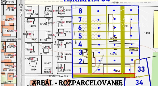 Areál vhodný na pozemky na individuálnu bytovú výstavbu (RD)