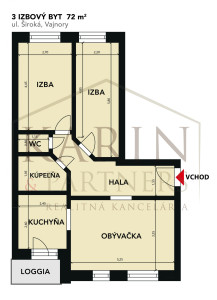 Vajnory - 3 izbový byt s loggiou, pivnicou  a parkovaním