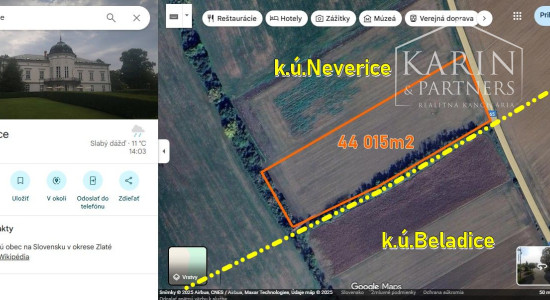 EXKLUZÍVNE: Investičný pozemok cca. 44015m2, k.ú.Neverice /Nitra 14km/