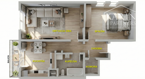 PRENÁJOM: Veľký 2,5i byt s loggiou, sídlisko JUH, kompl.REKO
