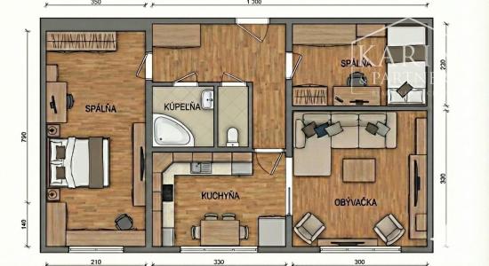 ZARIADENÝ PRIESTRANNÝ A SLNEČNÝ 2I BYT DISPOZIČNE UPRAVENÝ NA 3I