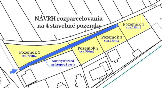 Stavebné pozemky Palárikovo (IBV), celková výmera cca.2400m2
