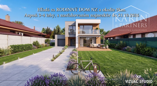 Hľadáme RODINNÝ DOM v Nových Zámkoch a okolí do 9 km