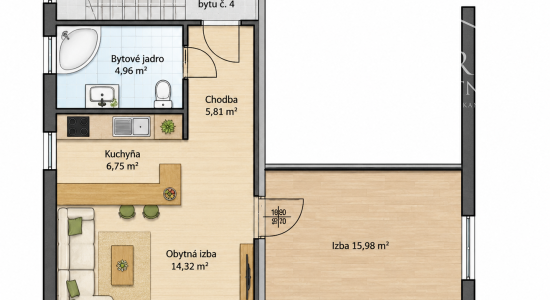 2 izbový byt na predaj Gbely, okr. Skalica