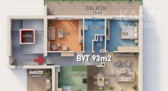 EXKLUZÍVNY luxusný veľkometrážny 3i byt s veľkou terasou