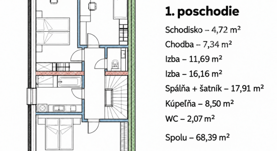 SKOLAUDOVANÝ 4-IZBOVÝ RODINNÝ DOM V ZÁLESÍ
