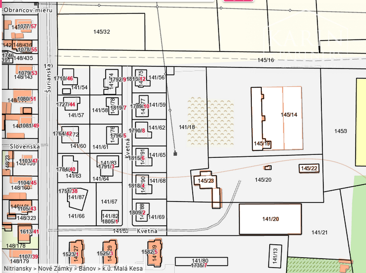 Areál vhodný na pozemky na individuálnu bytovú výstavbu (RD)