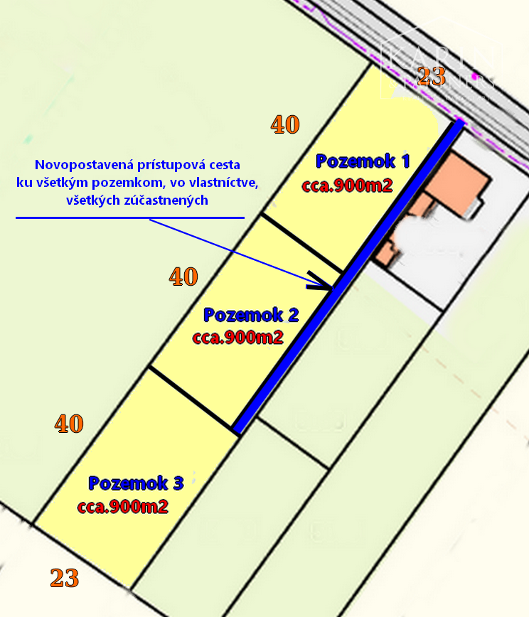 Stavebné parcely 3x cca.900m2, Hurbanovo