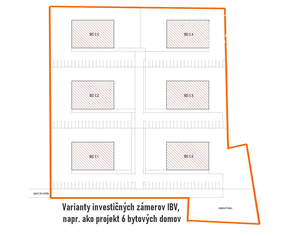 Areál vhodný na pozemky na individuálnu bytovú výstavbu (RD)