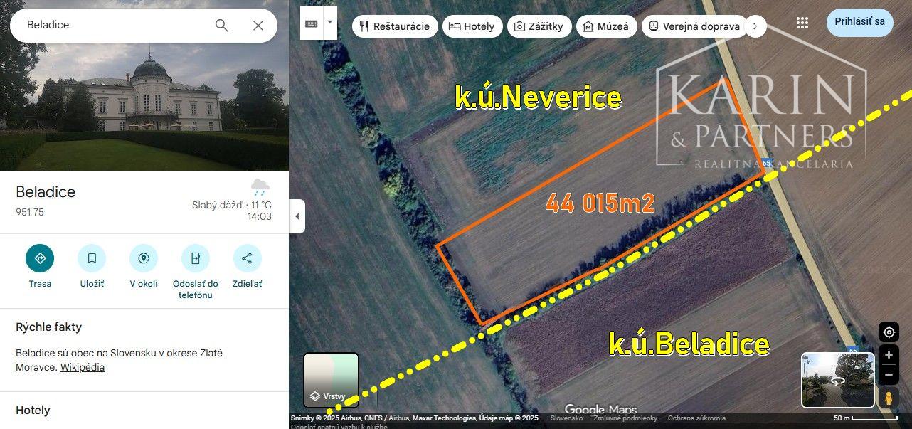 EXKLUZÍVNE: Investičný pozemok cca. 44015m2, k.ú.Neverice /Nitra 14km/