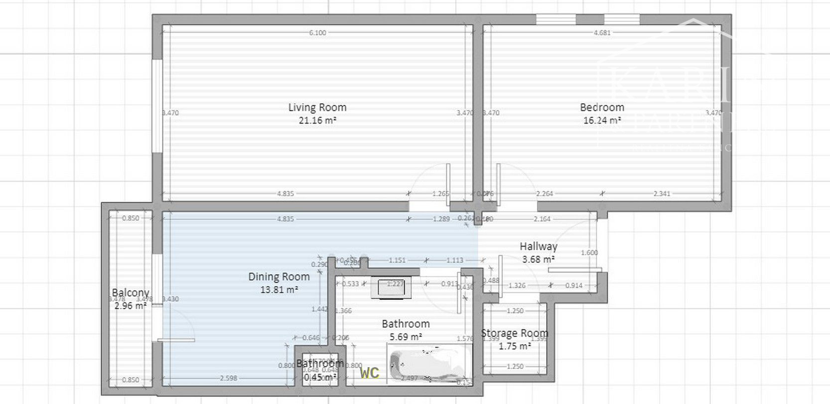 PRENÁJOM: Veľký 2,5i byt s loggiou, sídlisko JUH, kompl.REKO