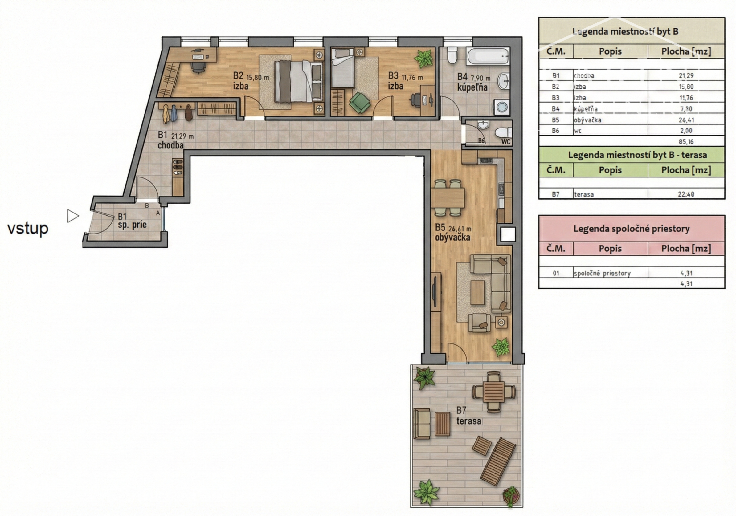 KOMPLETNE ZREKONŠTRUOVANÝ PRIESTRANNÝ 3I BYT S ROZĽAHLOU TERASOU