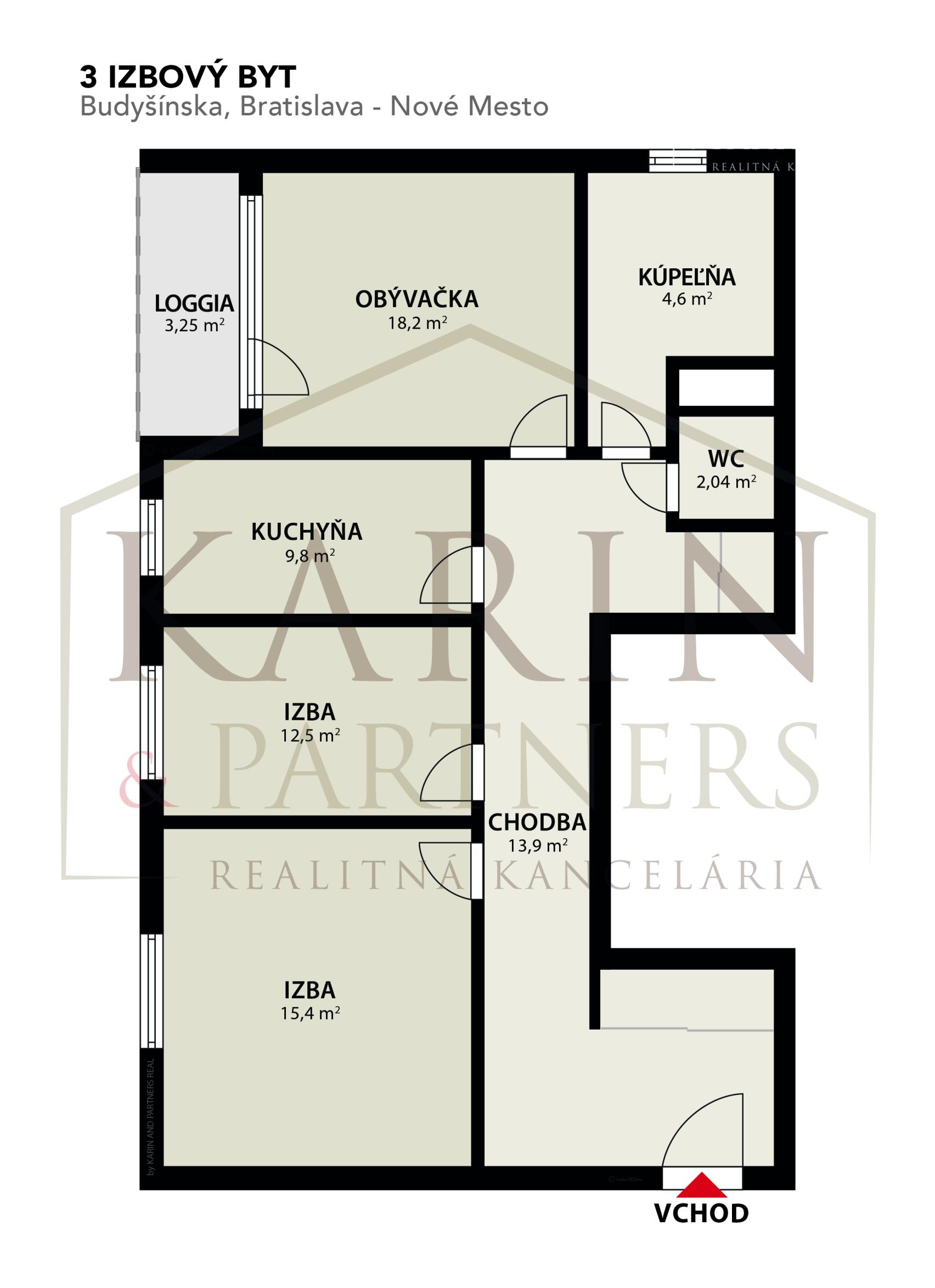 3 izbový byt s loggiou ul. Budyšínska - štvrť Tehelné pole  pri Trnavskom Mýte