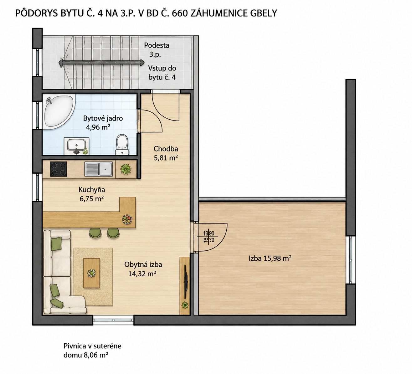 2 izbový byt na predaj Gbely, okr. Skalica