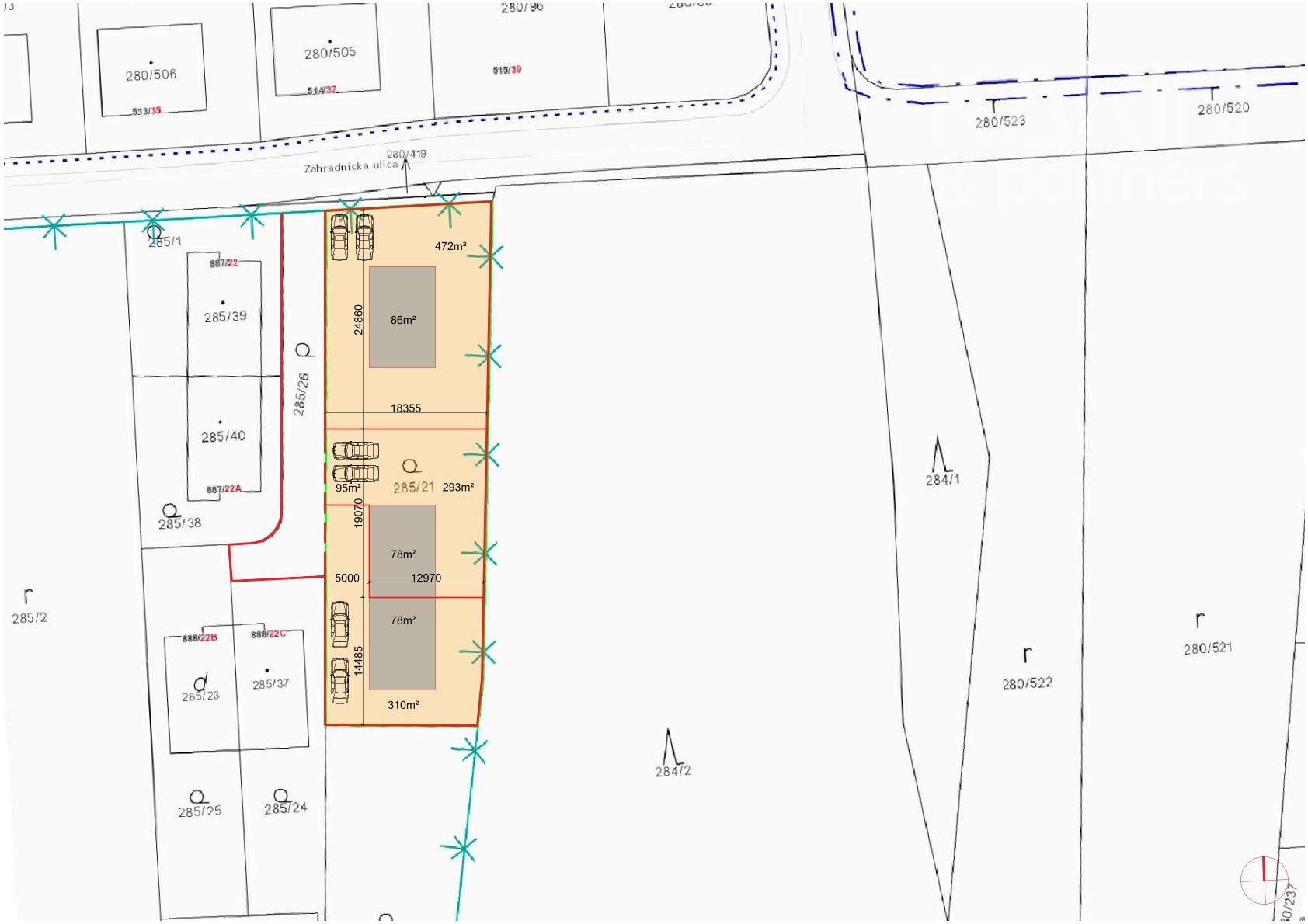 Rovinatý stavebný pozemok 1 116 m2, všetky IS, možnosť rozdelenia na 2 pozemky