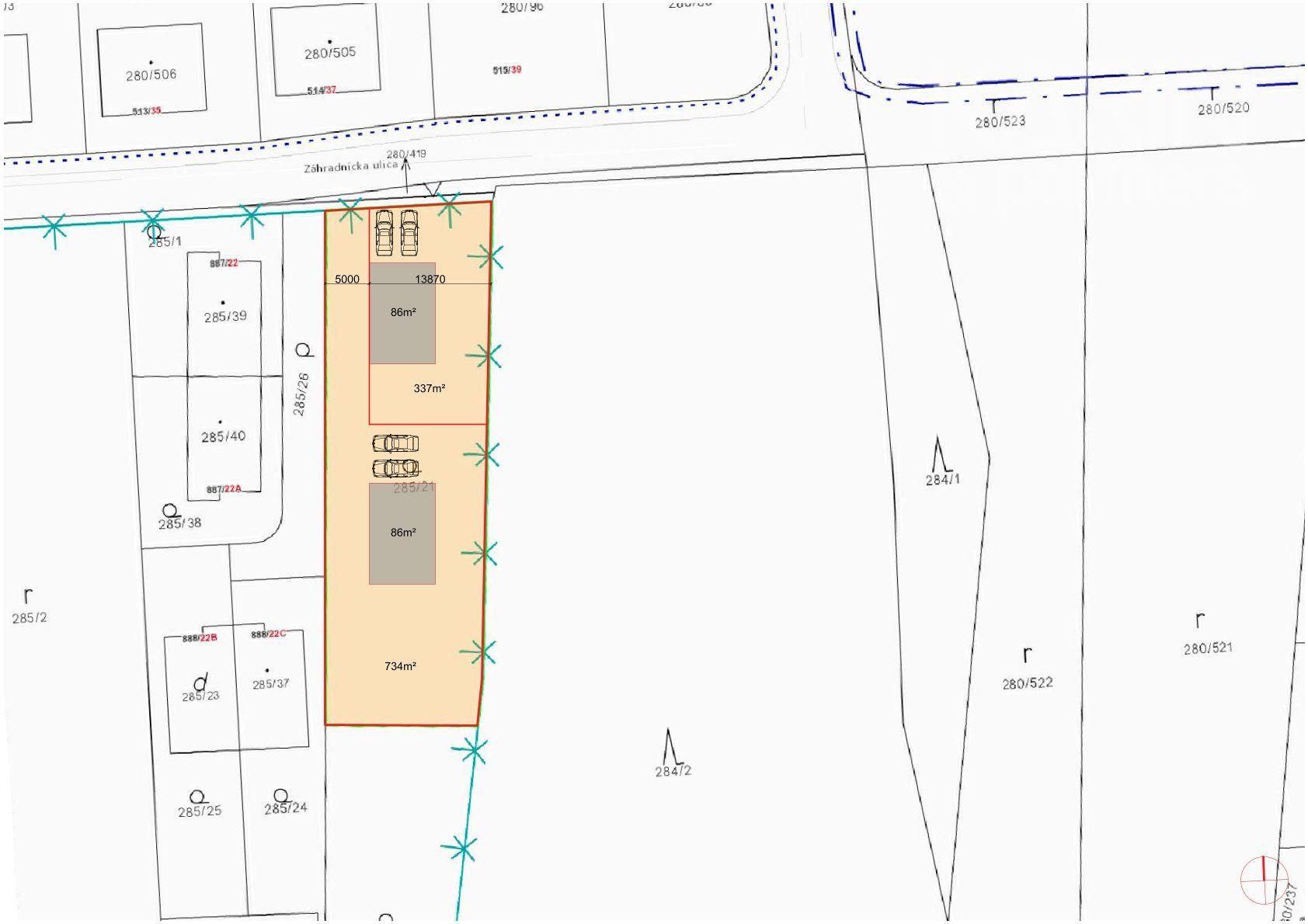 Rovinatý stavebný pozemok 1 116 m2, všetky IS, možnosť rozdelenia na 2 pozemky