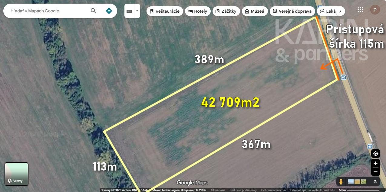 EXKLUZÍVNE: DEVELOPERSKÝ POZEMOK cca. 42709m2, k.ú.Neverice /NITRA 14km/