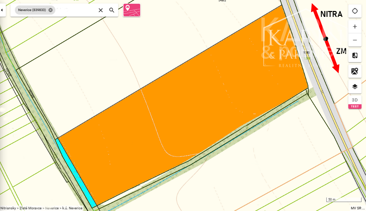 EXKLUZÍVNE: DEVELOPERSKÝ POZEMOK cca. 44015m2, k.ú.Neverice /NITRA 14km/