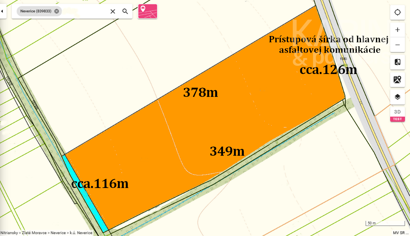 EXKLUZÍVNE: DEVELOPERSKÝ POZEMOK cca. 44015m2, k.ú.Neverice /NITRA 14km/