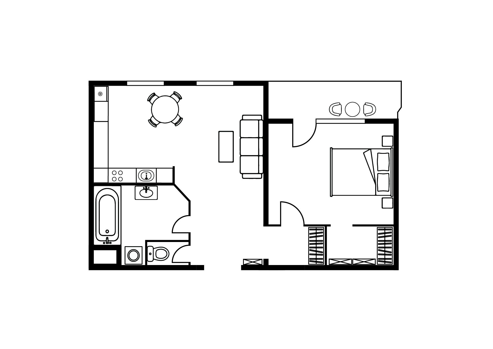 2-izbový byt na Kramároch s loggiou a walk-in šatníkom